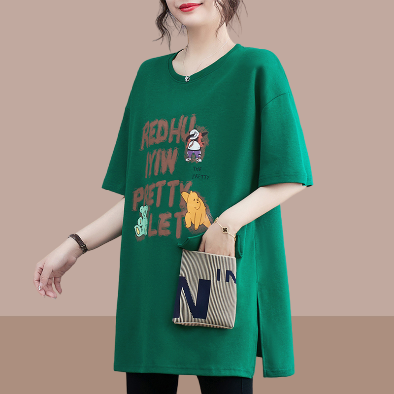 中长款宽松短袖t恤女2023夏季网红时髦个性潮流上衣欧货流行小衫
