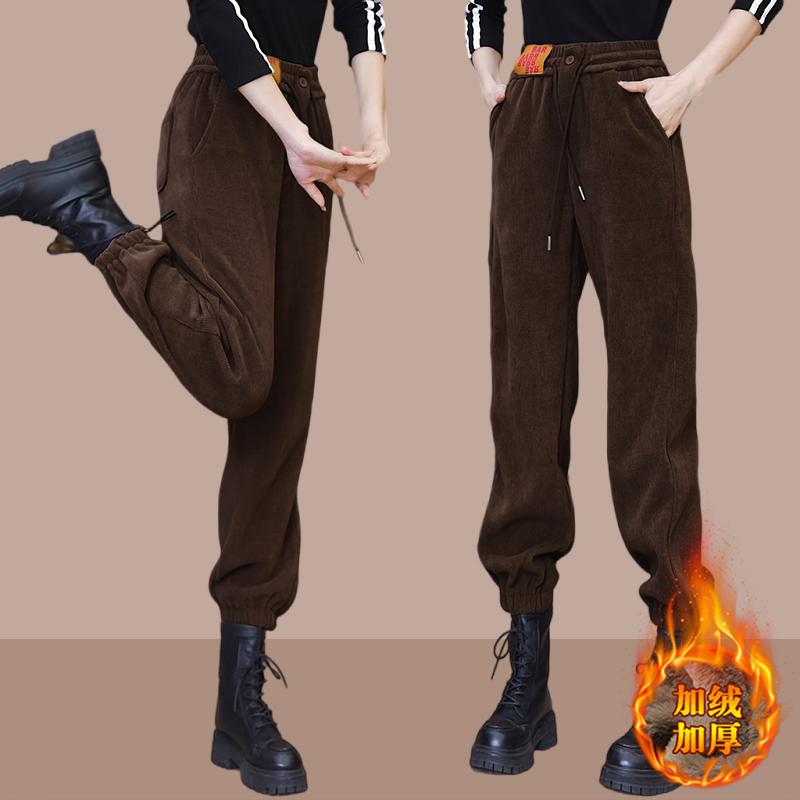 加绒厚款保暖裤女显瘦显腿长卫裤2023冬季小个子大码百搭休闲裤子
