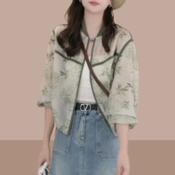 时髦减龄防晒衣女爆款2024夏季新款洋气休闲短外套大码宽松棒球服