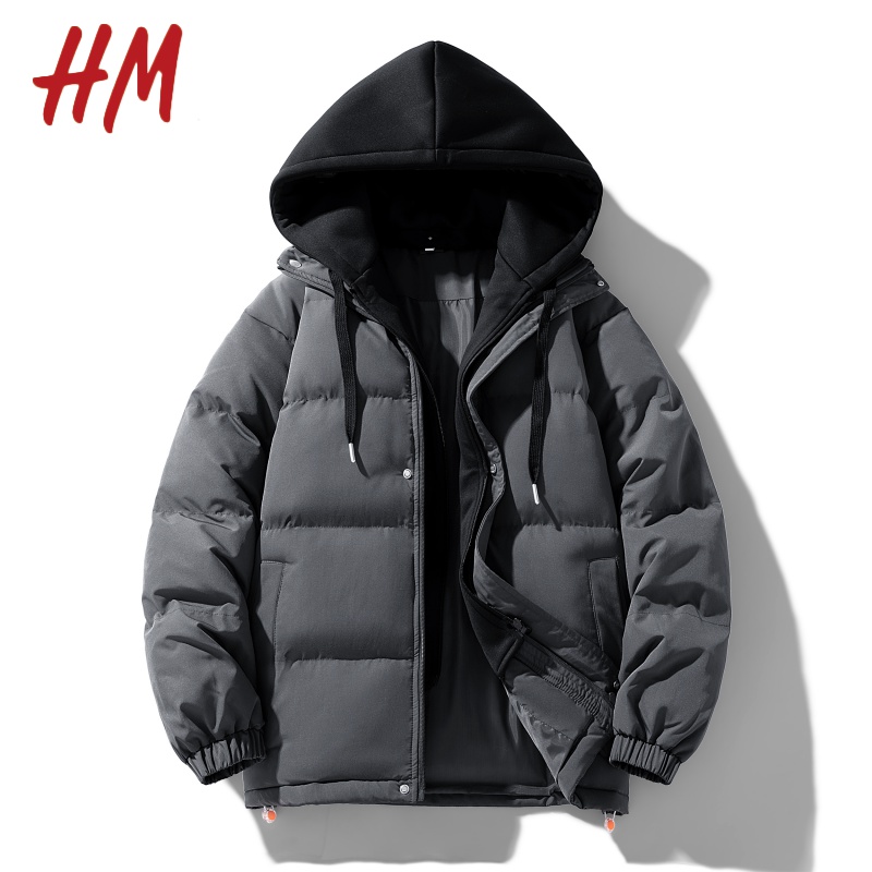 HM官方旗舰店冬季大码男棉服百搭休闲上衣加厚假两件袄子男生外套