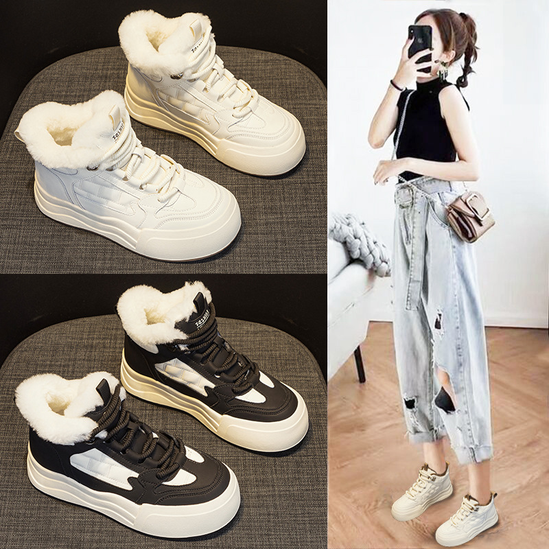 红蜻蜓牌保暖雪地靴女2023年冬季新款厚绒600克高帮百搭毛毛女鞋