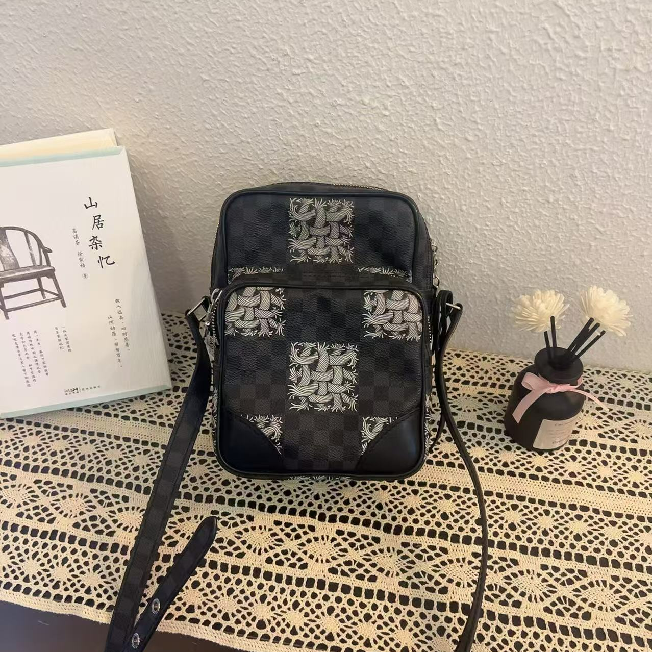 95新 LouisVuitton/路易威登 藤原浩绳结棋盘格单肩包15年G7272