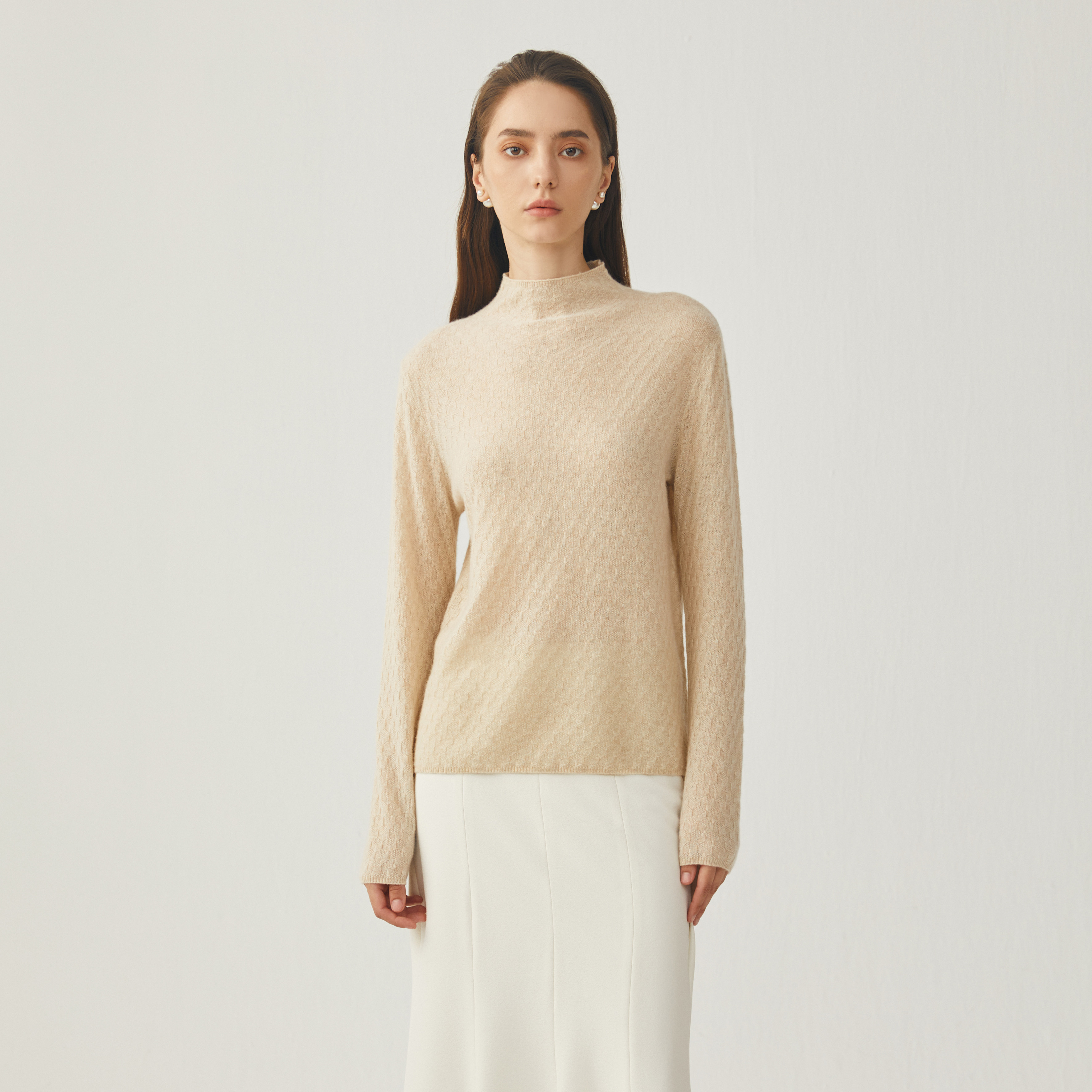 【达人专属】King Deer/鹿王秋冬针织宽松半高领领羊绒衫L804124