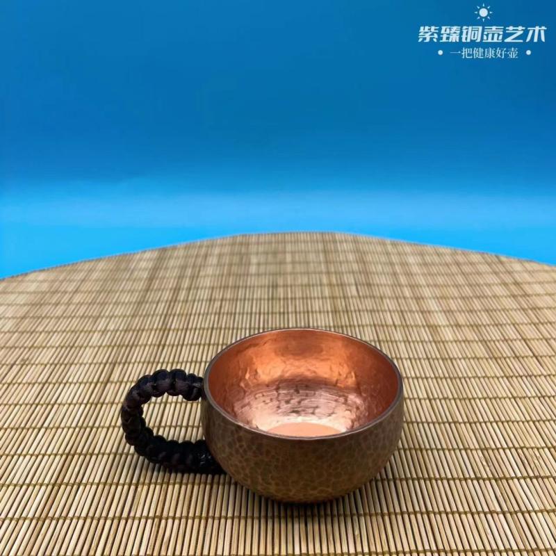 【福利茶具】80cc 全紫铜手工锤打侧把主人杯 纯铜主人杯