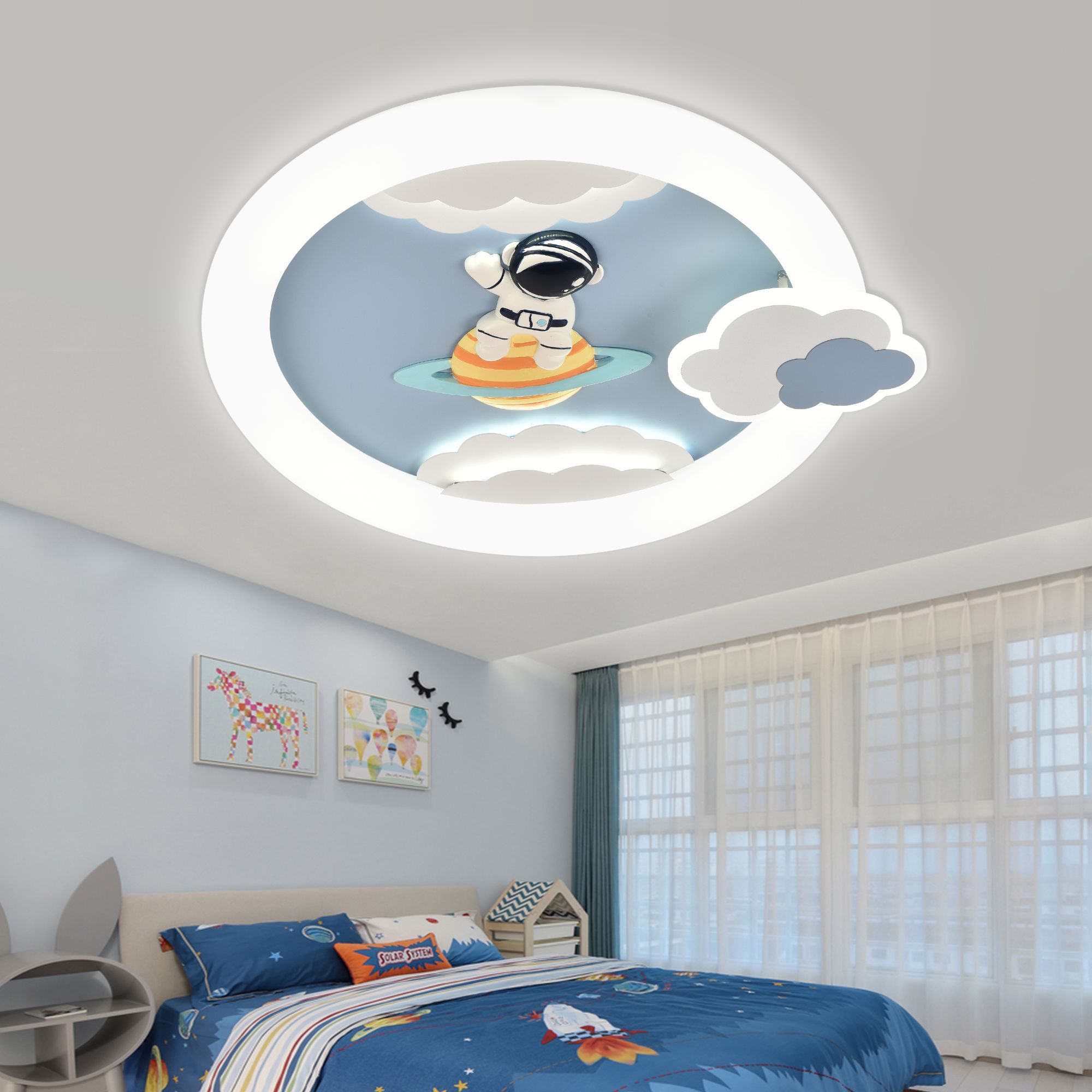 全光谱儿童房护眼吸顶灯男女孩公主城堡兔子宇航员智能语音房间灯