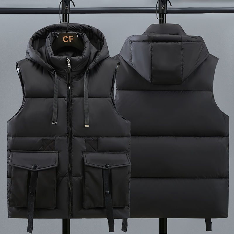 羽绒马甲新款男士秋冬季加厚学生连帽马夹外套潮流坎肩保暖背心