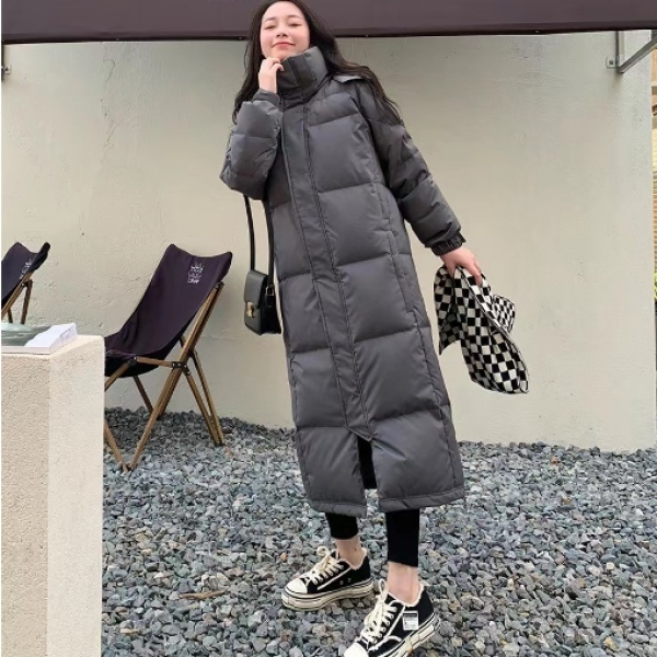 新款黑色羽绒衣服年新款女冬情侣加厚长款棉袄长过膝到脚踝