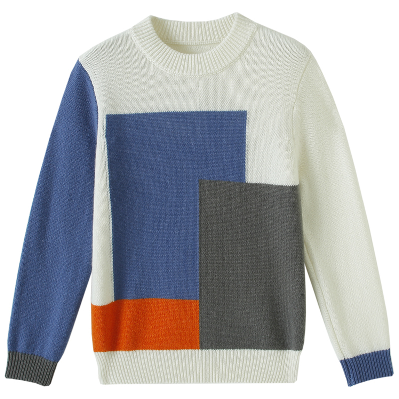 100%纯山羊绒秋冬新款儿童加厚羊绒衫个性时尚百搭针织毛衣男童