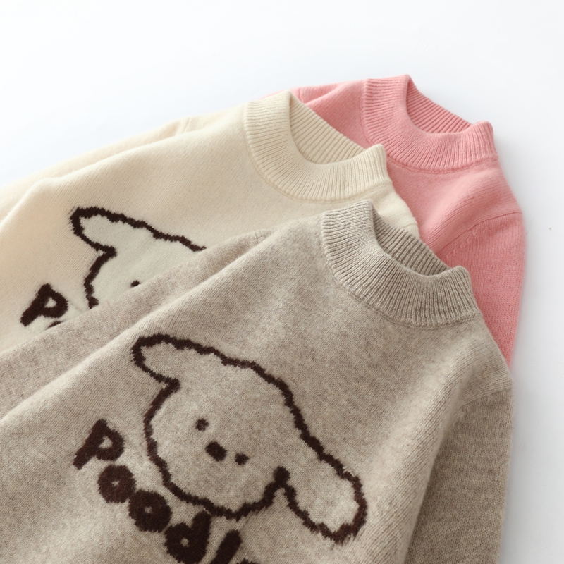秋冬加厚男女童羊绒衫卡通小羊图案时尚保暖针织衫可爱宝宝毛衣
