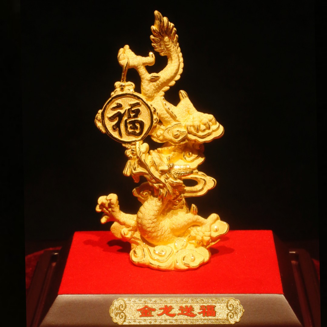 《金龙送福》东方祥龙摆件  生肖金龙开业礼品工艺品6206M