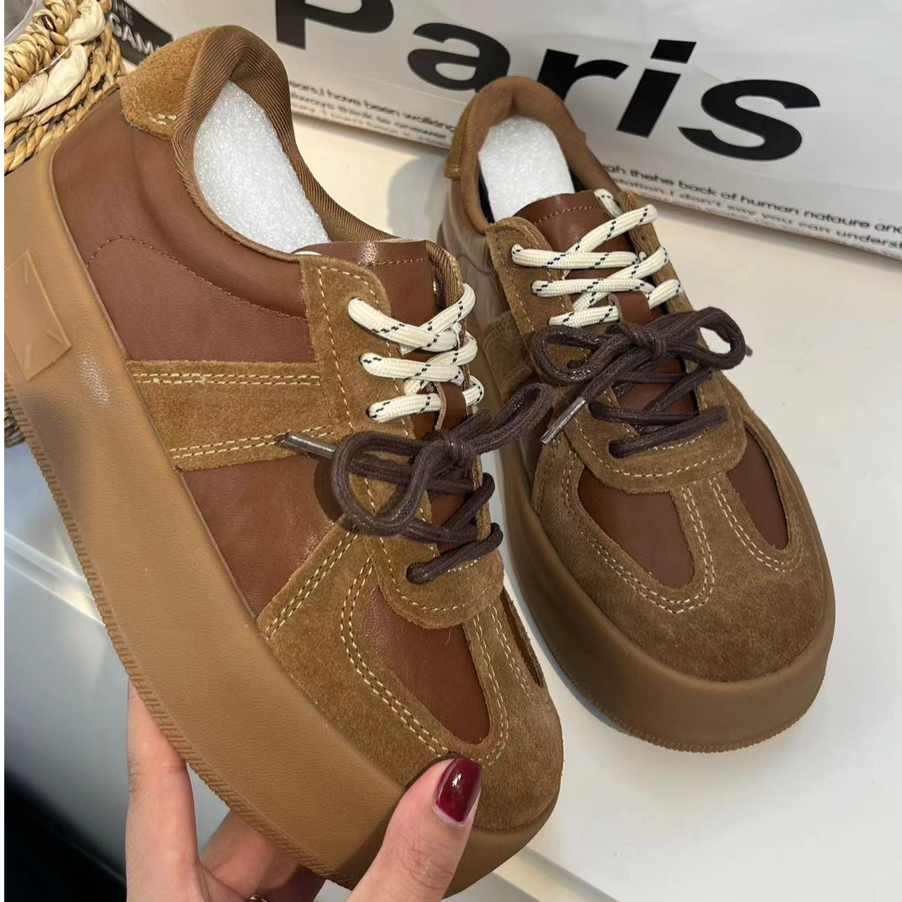 2024秋冬新品厚底德训鞋时尚百搭复古