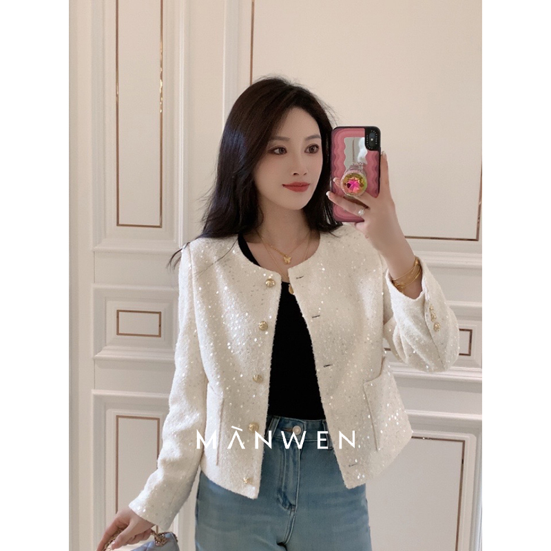 【曼文kiki】“闪闪惹人爱”珠光亮片小香短外套 MANC115