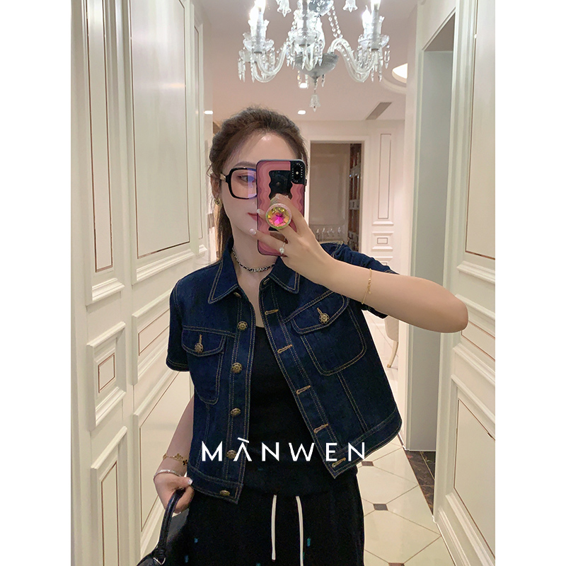 【曼文kiki】“率性丹宁”进口赤耳短袖牛仔外套 MANC303