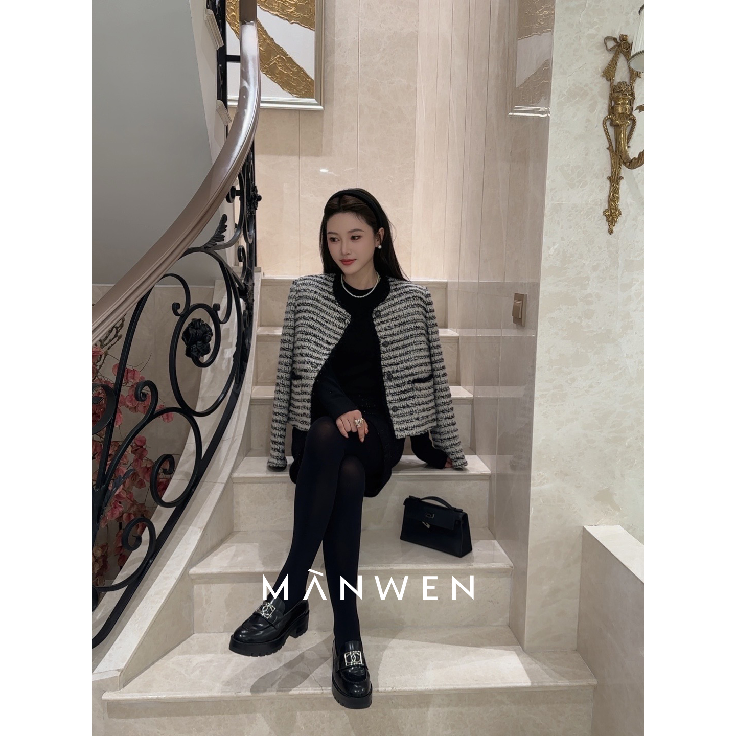 【曼文kiki】“天使小香”矜贵粗花呢编织小香风外套  MANQ550