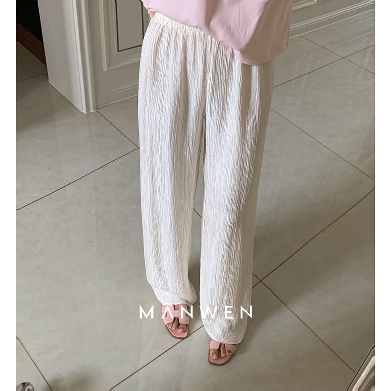 【曼文kiki】“压褶空气裤” 透气天丝清凉感休闲裤   MANC316