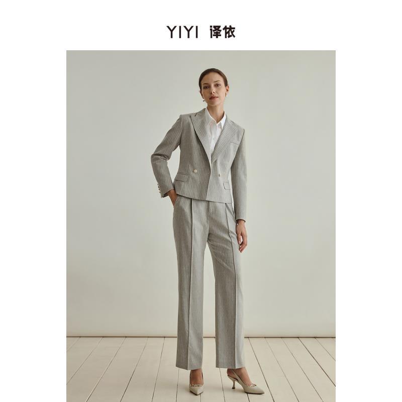 译依YI  绅雅格调  意大利进口亮丝条纹马甲裤子外套套装BDAXZ024