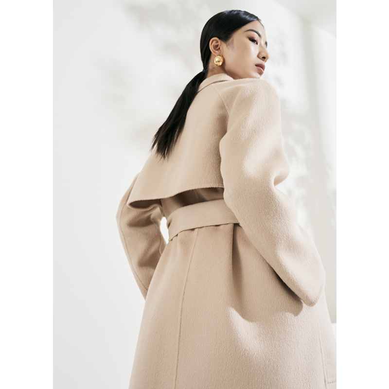 译依 小方领H型经典秋冬气质优雅百搭时尚中长款女士大衣BCSDY015