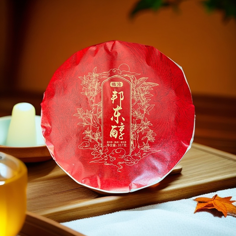 2019年临沧茶叶邦东醇云南普洱熟茶357g饼茶昆明干仓经典耐泡口感