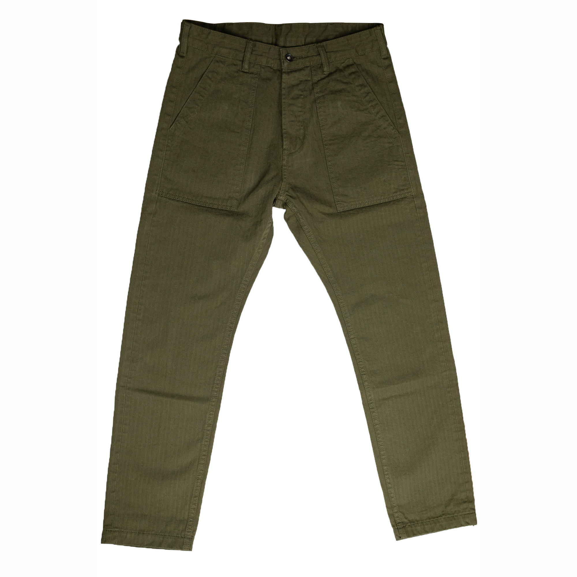 OG107 军绿工装裤 标准修身小直筒 经典赤耳红边人字纹