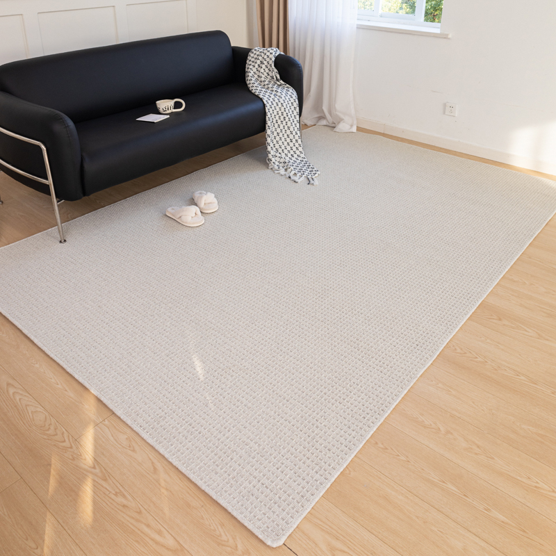 新西兰羊毛经典小方格地毯宅寂极简风客厅卧室纯色轻奢高级感地毯