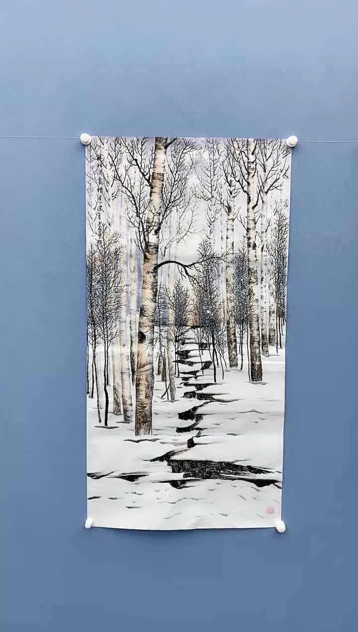 【闪购商品】绘画雪林/四尺雪景/无框/X07