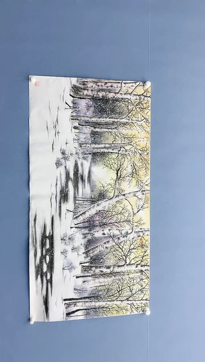 【闪购商品】绘画雪林-四尺雪景/无框/X62