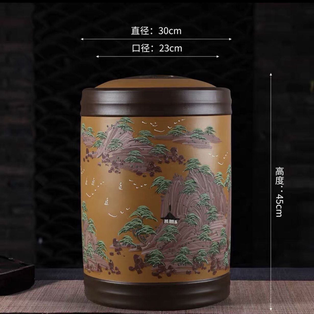 宜兴原矿紫砂茶叶罐特大号七子饼普洱茶缸手工密封罐存储茶罐中式