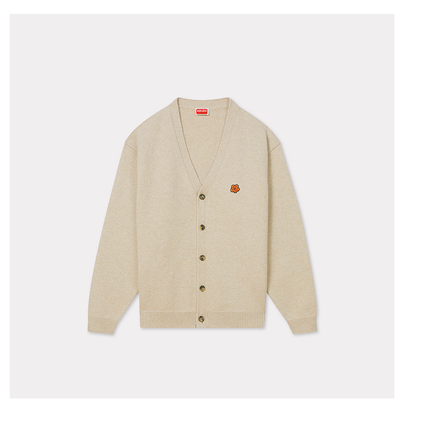 KENZO BOKE海棠花时尚刺绣羊毛开衫针织衫毛衣外套