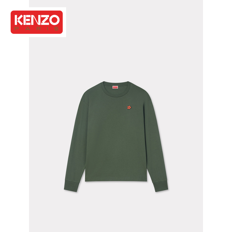 KENZO 男女同款经典海棠花小Logo图案休闲圆领长袖T