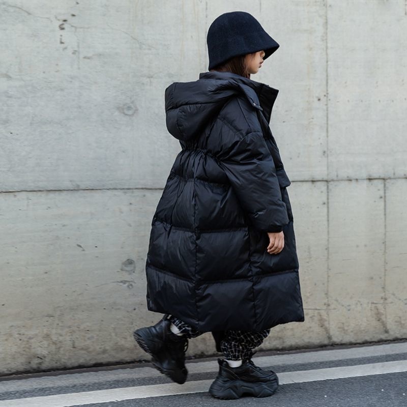 中长款女童2023新款棉内胆棉服洋气连帽宽松加厚中大童冬季保暖潮
