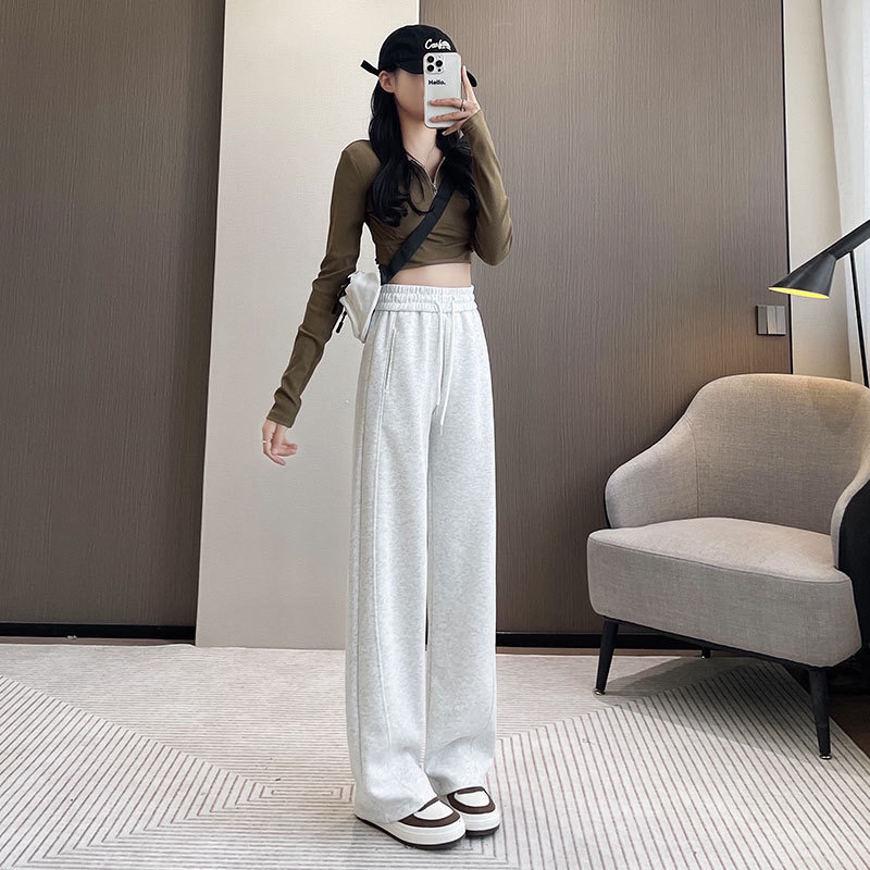 窄版阔腿裤女冬季加绒加厚保暖显瘦不臃肿直筒休闲运动卫裤香蕉裤