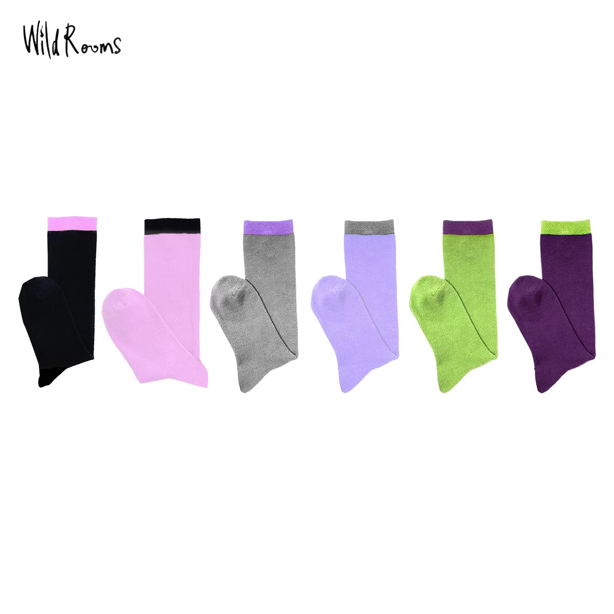 WildRooms多巴胺软软时尚撞色潮袜中长款袜子