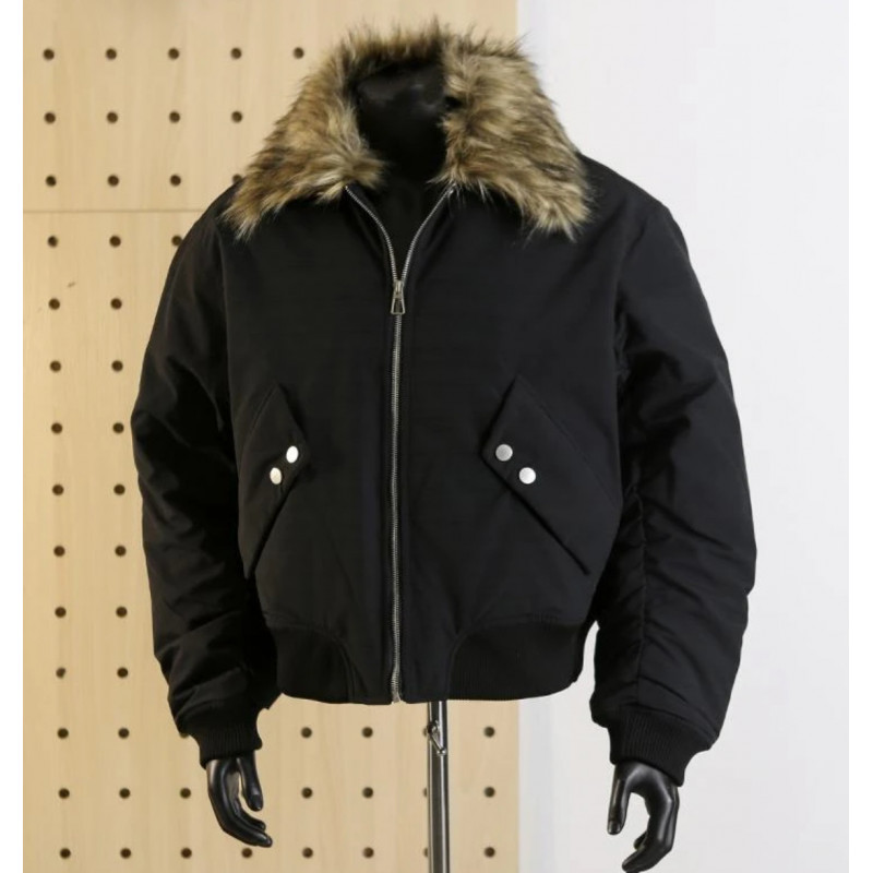 美式高街vintage黑色毛领棉服夹克男款秋冬季cleanfit高级感外套