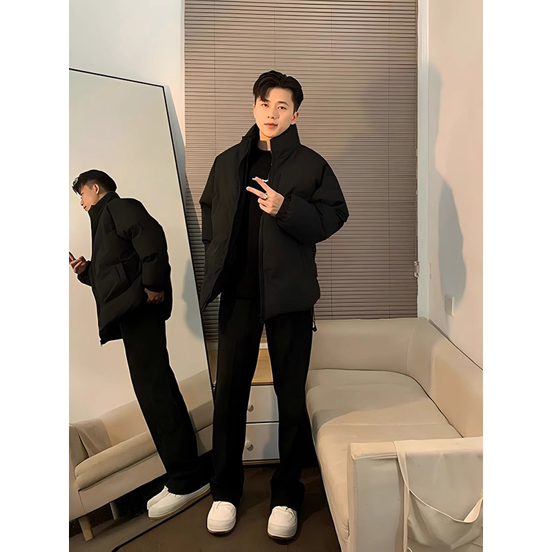 美式黑色痞帅晋江棉服男冬季潮牌cleanfit外套立领短款情侣面包服