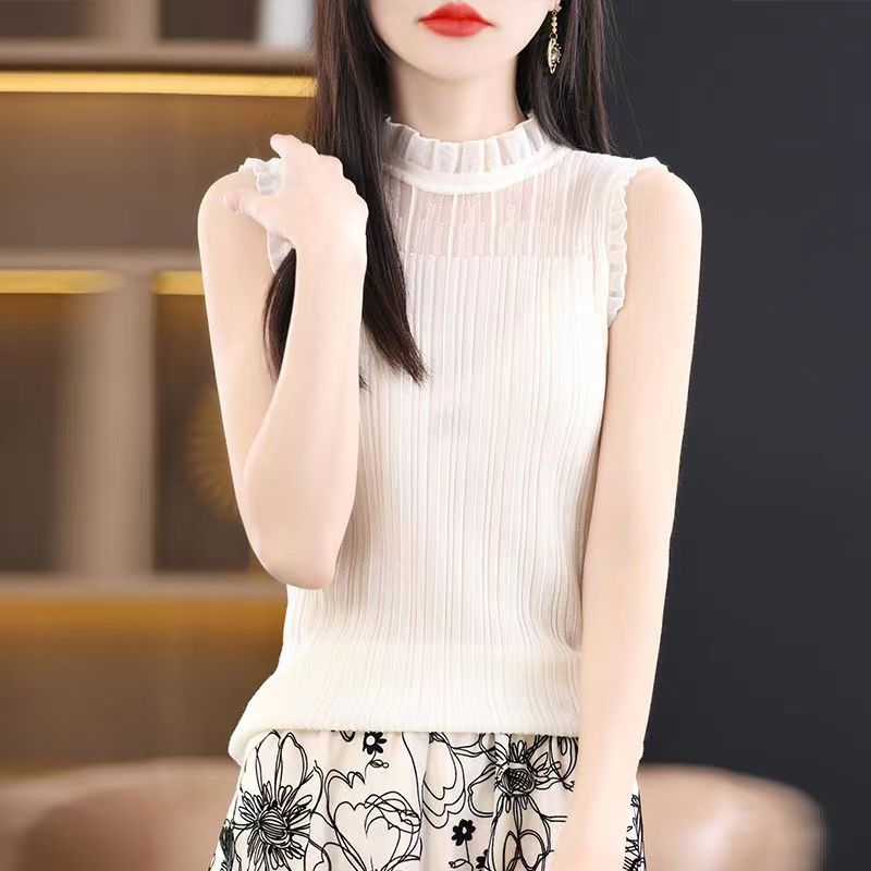 半高领针织女士春夏新款毛衫休闲纯色时尚百搭打底套头毛衣-上衣