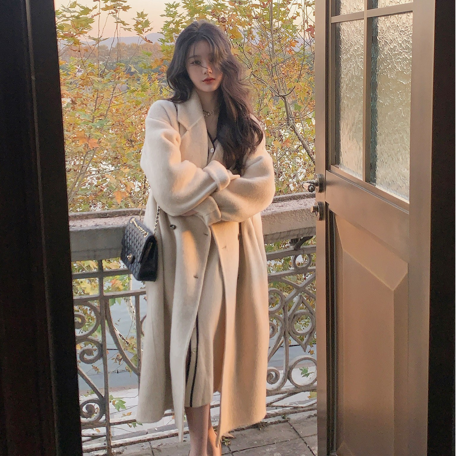 【棉花糖】双面羊驼绒宽松大衣女2025年中长款秋冬新款羊毛呢子外套