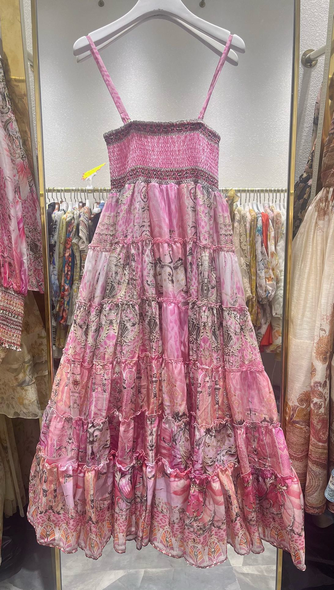 CA028印花长袖显瘦修身时尚优雅女士碎花吊带裙