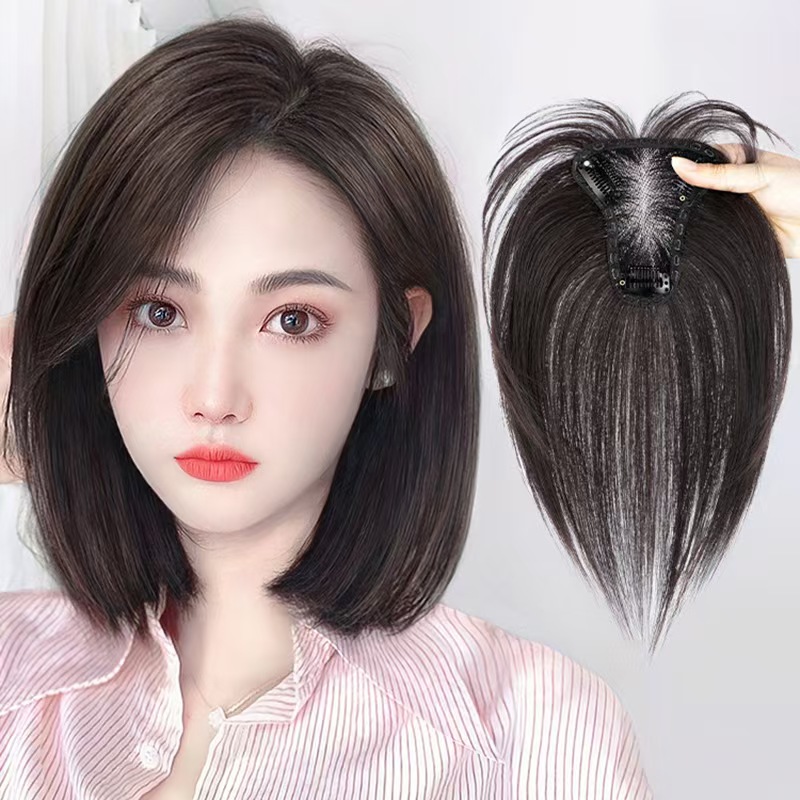 8*10超薄手织瑞士网T型女士头顶补发片无痕透气手工全真发假发片