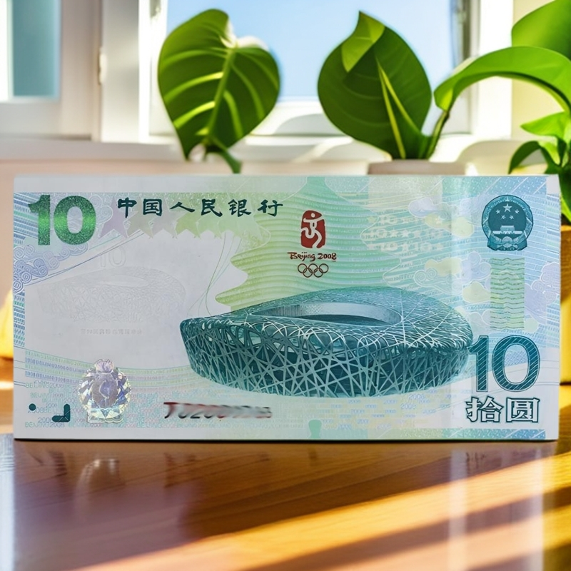 2008年北京奥运会鸟巢纪念钞10元 单张鸟巢纪念钞全新