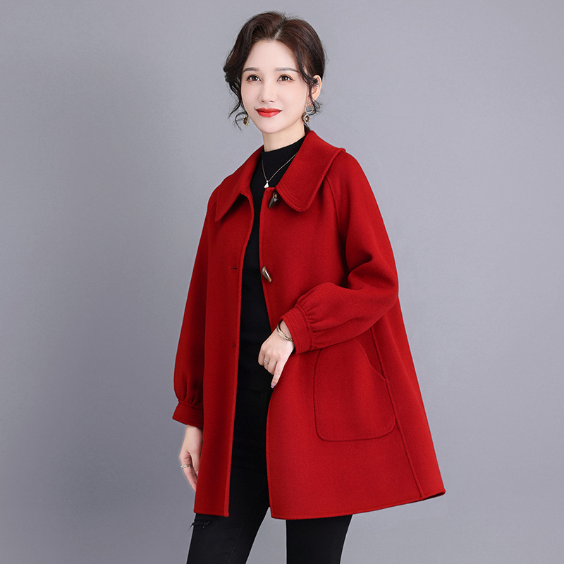 2024秋冬通勤宽松双面羊毛大衣纯手工100羊毛双面呢大衣