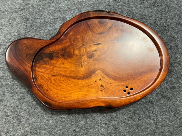 老挝花梨木树根随行小号茶盘 尺寸：36.5-23