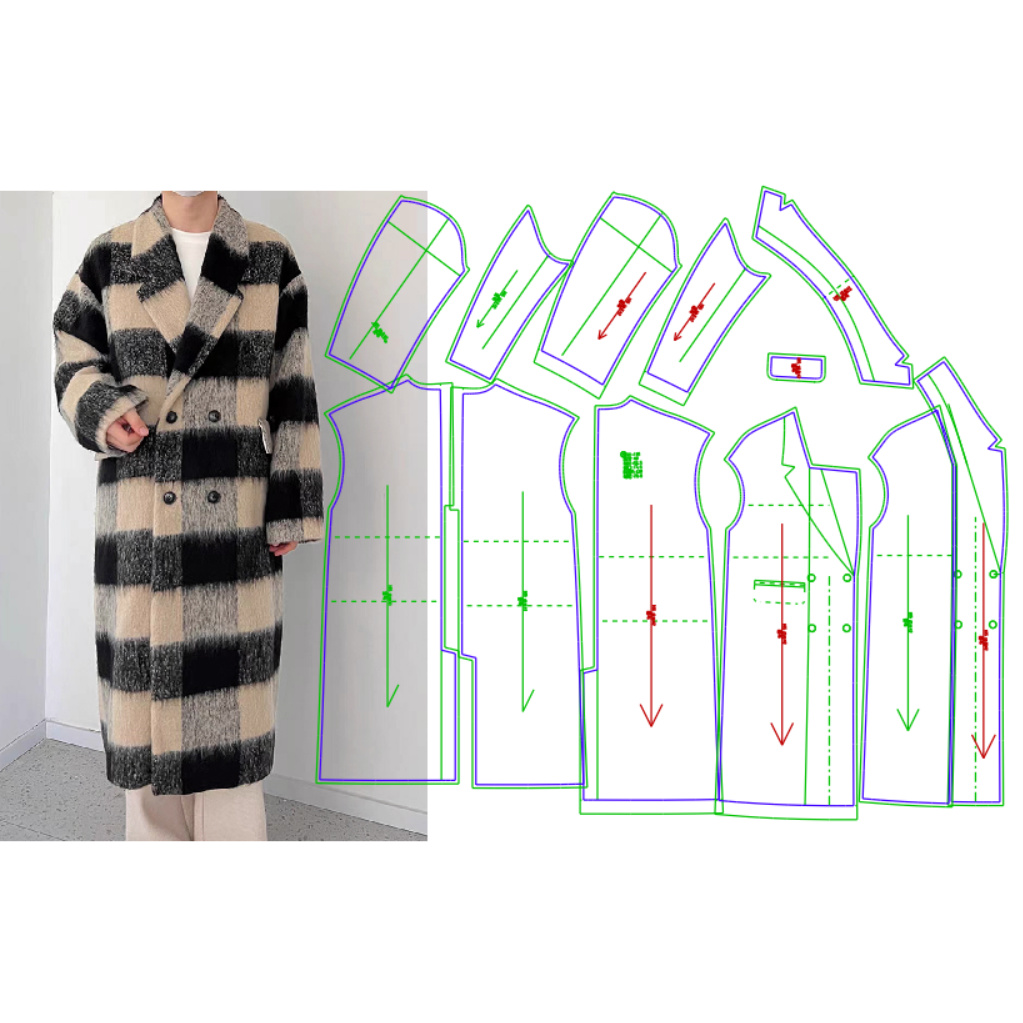 39523裁剪图纸男宽松廓形羊绒大衣纸样