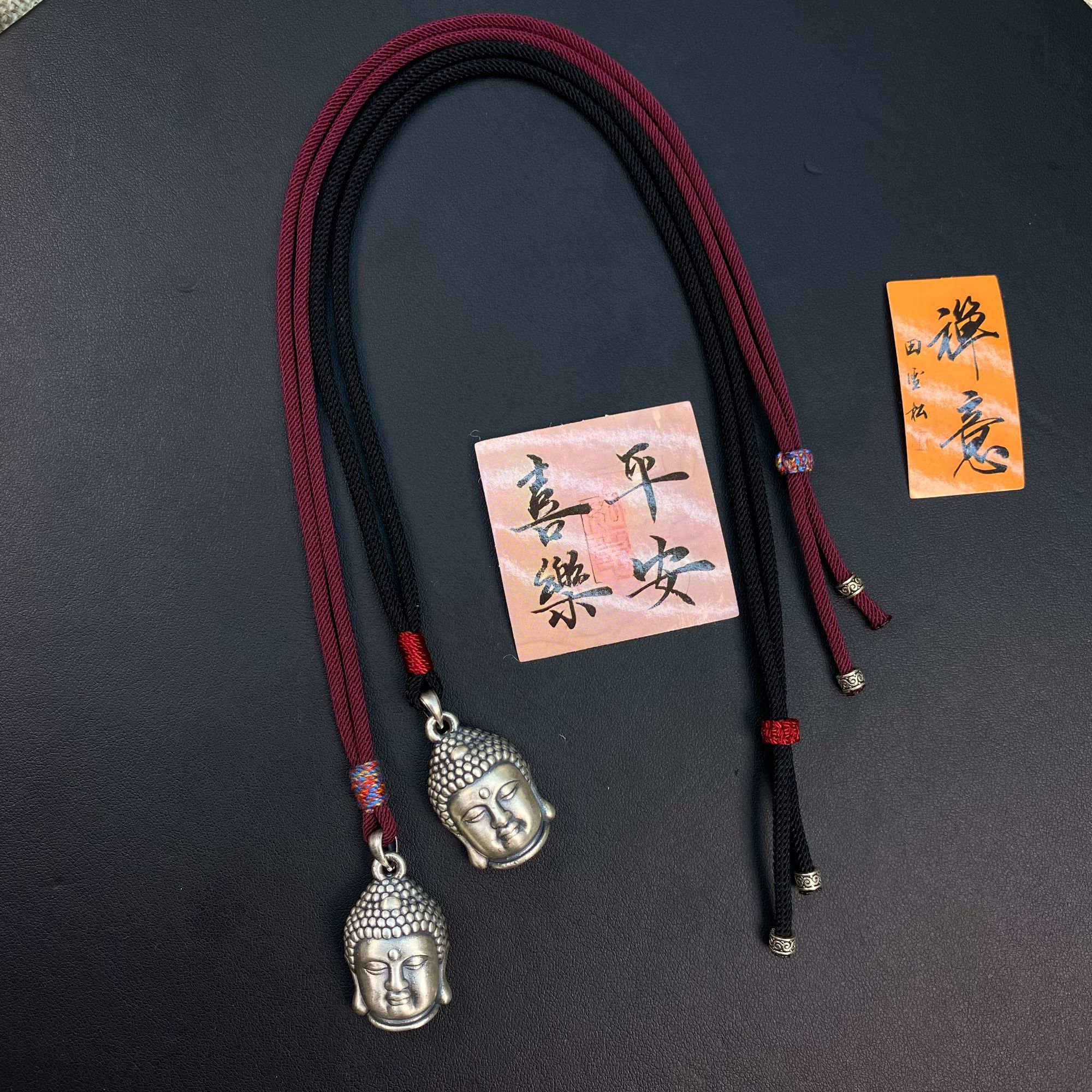 吊坠足银布 足银999佛头手工编织项链绳毛衣链复古挂坠永保平安