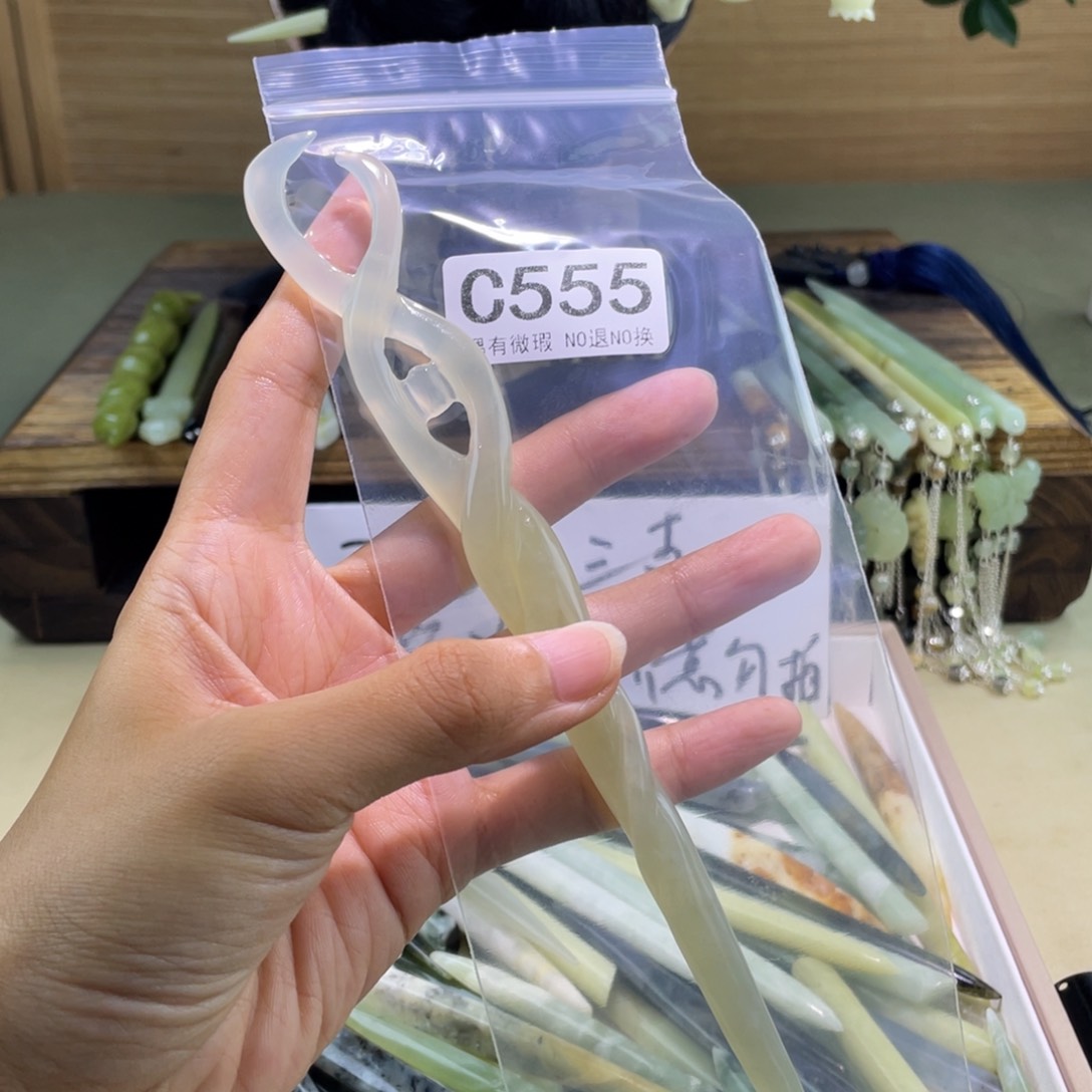 蛇纹石玉发饰合金喀****店
