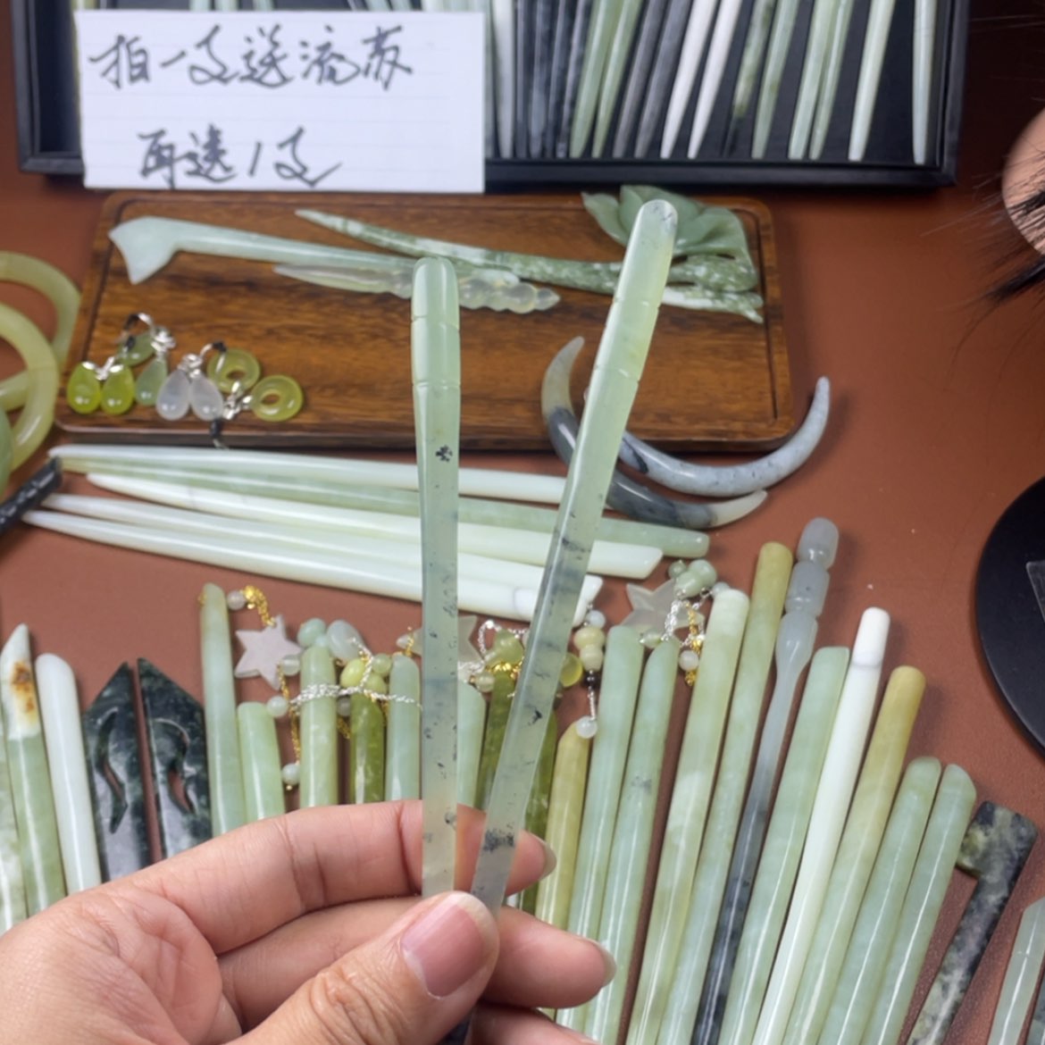 【闪购商品】蛇纹石玉发饰合金勿**境
