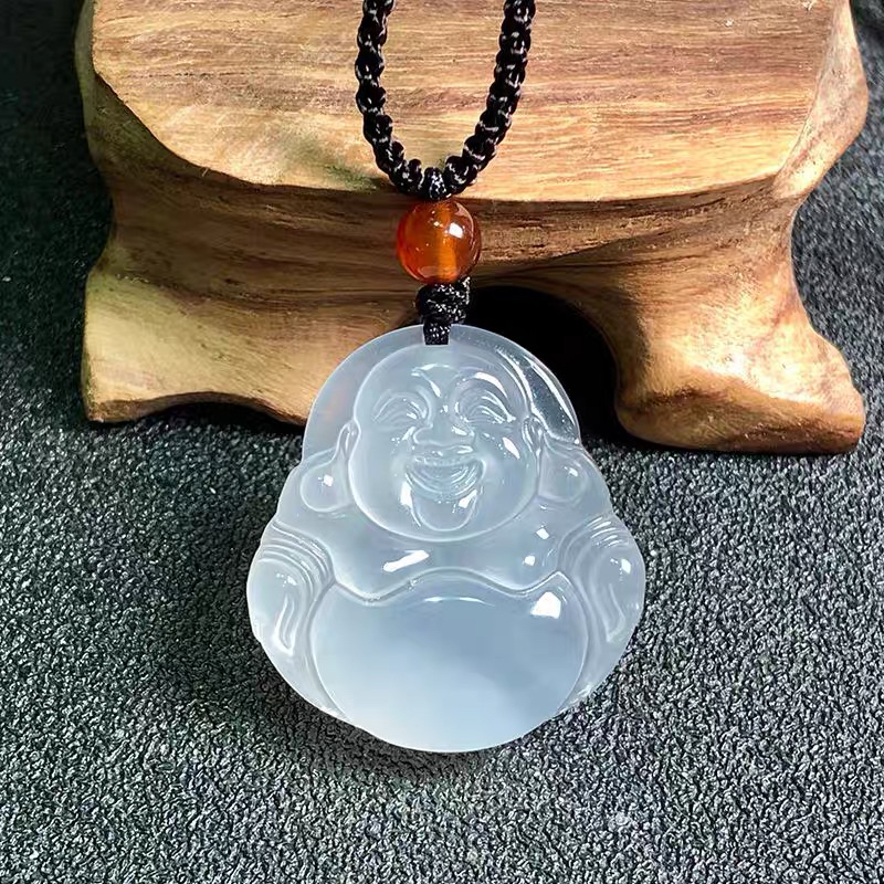 天然玛瑙佛公吊坠玉髓单面弥勒佛中国风配编绳（多样性拍一发一）
