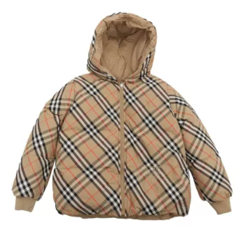 奢邦/BURBERRY JR FW24新款经典格纹连帽夹克 女款童装 米色
