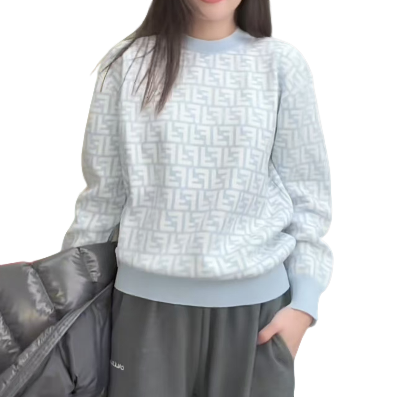 奢邦/FENDI芬迪毛衣 FW25 平纹短款毛衣 蓝色 儿童款 ZC