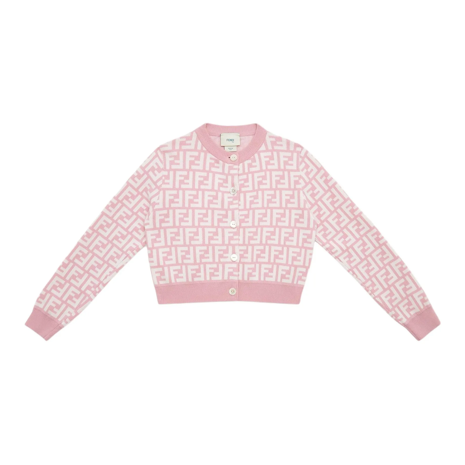 奢邦/FENDI芬迪毛衣 FW24 平纹短款开衫 粉色 儿童款 ZC