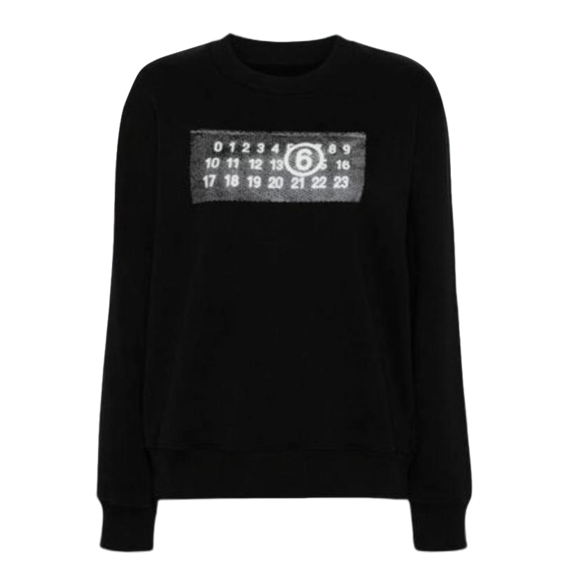 奢邦/MM6 Maison Margiela 数字图案圆领长袖卫衣 女款 黑色